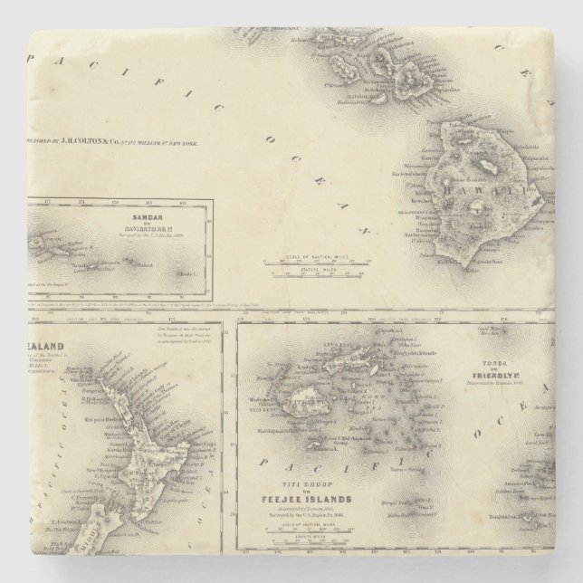 Posavasos De Piedra Islas hawaianas del grupo o de bocadillo (Anverso)