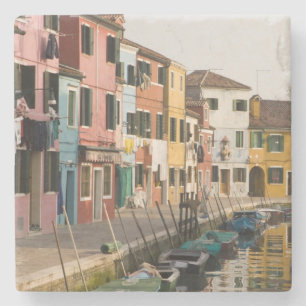 Posavasos De Piedra Italia, Burano. Casas coloridas alineadas