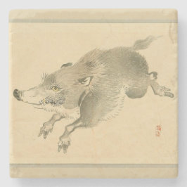 Posavasos De Piedra Jabalí (Arte Japonés) (por Kono Bairei)