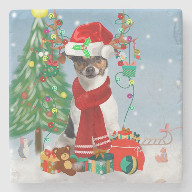 Posavasos De Piedra Jack Russell Terrier Dog en regalos de Navidades d (Anverso)