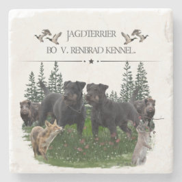 Posavasos De Piedra Jagdterrier Bo contra Renbrad Kennel. Piel portáti