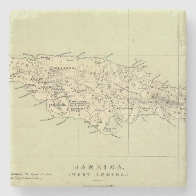 Posavasos De Piedra Jamaica litografió el mapa (Anverso)