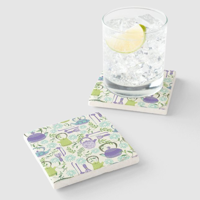 Posavasos De Piedra Japanese Green Teapot Design (Lateral)