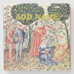 Posavasos De Piedra Jardín antiguo, cultivadores, vino, editar texto