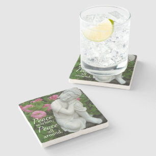 Posavasos De Piedra Jardín de Buda Pacífico Coaster de Piedra – Paz In