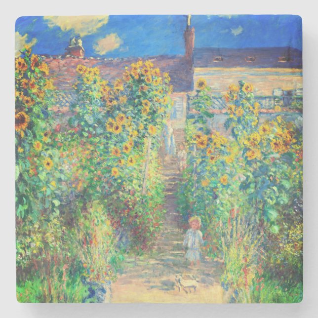 Posavasos De Piedra Jardín de flores Monet (Anverso)
