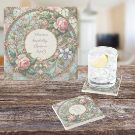 Posavasos De Piedra Jardín de Rosas Pastel Versículo Bíblico Personali