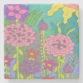 Posavasos De Piedra Jardín floral de primavera