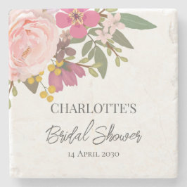 Posavasos De Piedra Jardín floral rosa, baby shower nupcial de primave