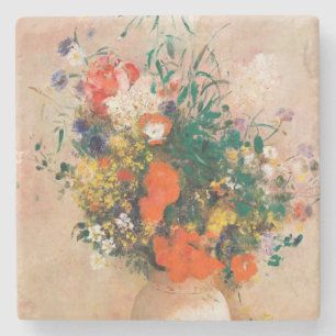 Posavasos De Piedra Jarrón de flores por Redon Postimpresionista