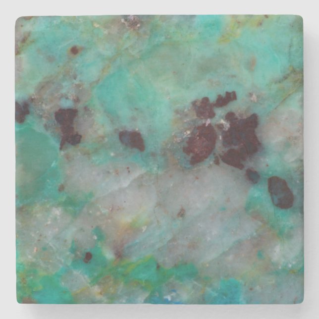 Posavasos De Piedra Jasper de crisocola azul (Anverso)