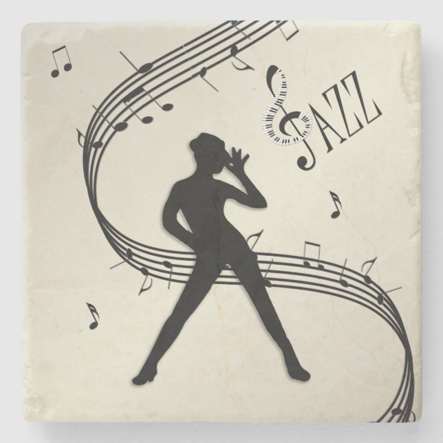 Posavasos De Piedra Jazz Dance Golden Music Stone Coaster (Anverso)