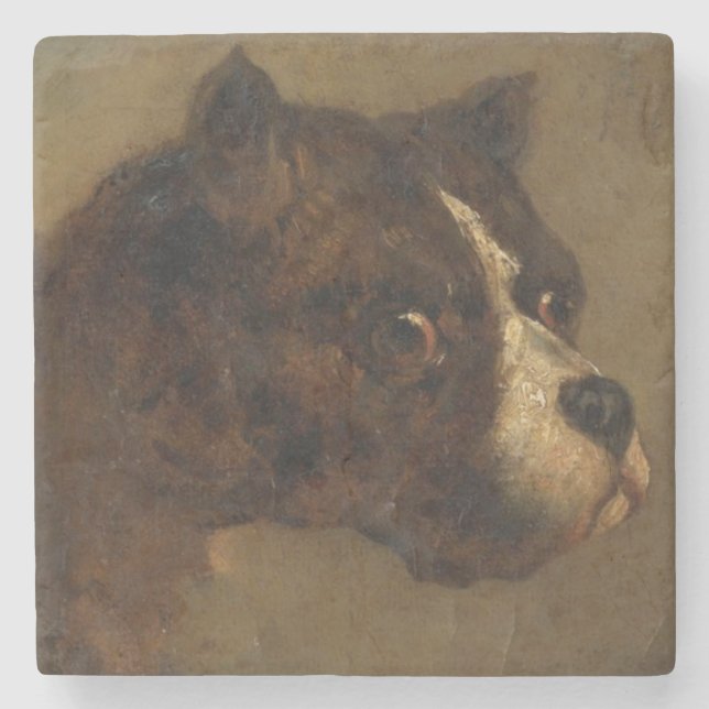 Posavasos De Piedra Jefe de Bulldog (por Théodore Géricault) (Anverso)