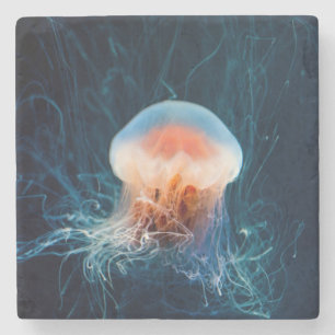 Posavasos De Piedra Jellyfish Subacuático - Brillo oscuro