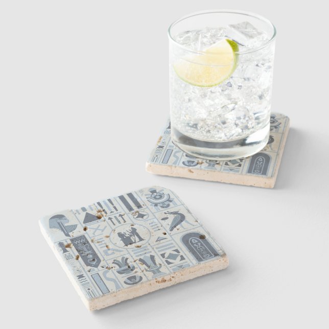 Posavasos De Piedra Jeroglíficos Egipcios Antiguos (Lateral)