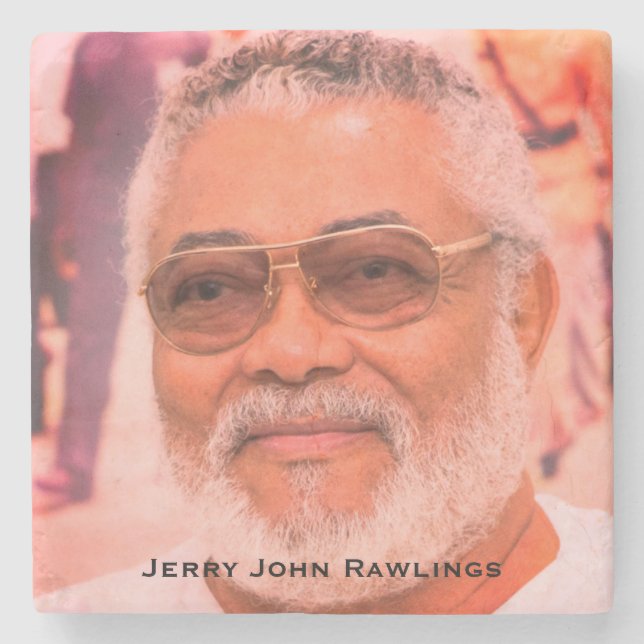 Posavasos De Piedra Jerry Rawlings, J.J. Rawlings, Presidente de Ghana (Anverso)