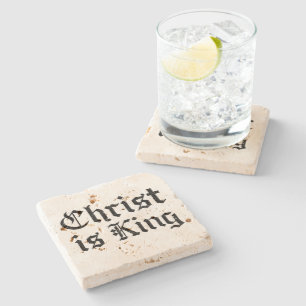 Posavasos De Piedra Jesucristo es Rey - estilo gótico grunge erosionad