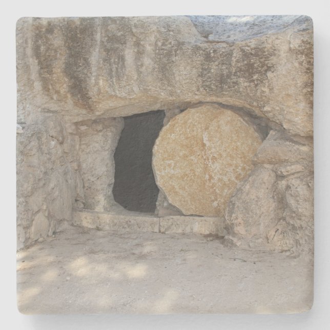 Posavasos De Piedra Jesús Abrir la montaña rusa de la tumba (Anverso)