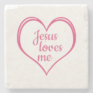 Posavasos De Piedra JESÚS ME AMA en el Corazón