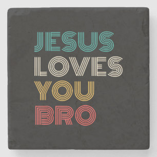 Posavasos De Piedra Jesús Te Ama Hermano, Gracioso Retro De Fe Cristia