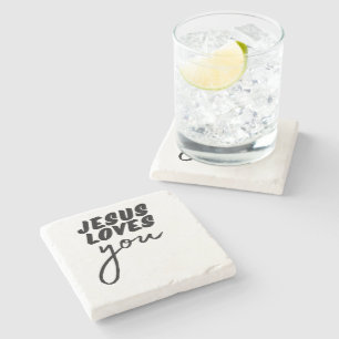 Posavasos De Piedra 'Jesús te Ama' Minimalista Cristiano Alentador