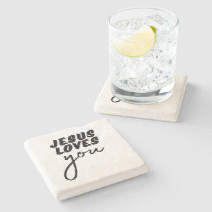 Posavasos De Piedra 'Jesús te Ama' Minimalista Cristiano Alentador