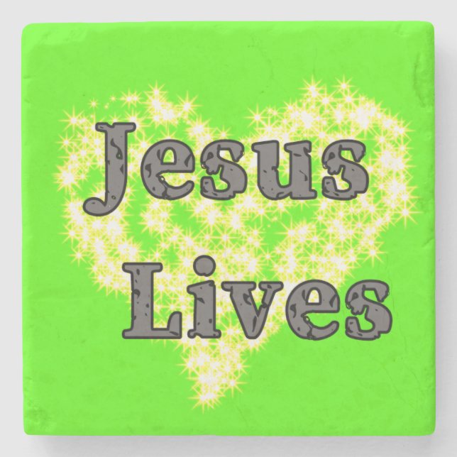 Posavasos De Piedra Jesus Vive Soporte de Mármol (Anverso)