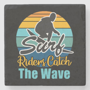 Posavasos De Piedra Jinetes de surf atrapan las olas