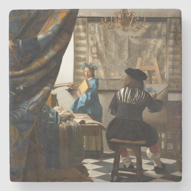Posavasos De Piedra Johannes Vermeer - La historia de la pintura (Anverso)