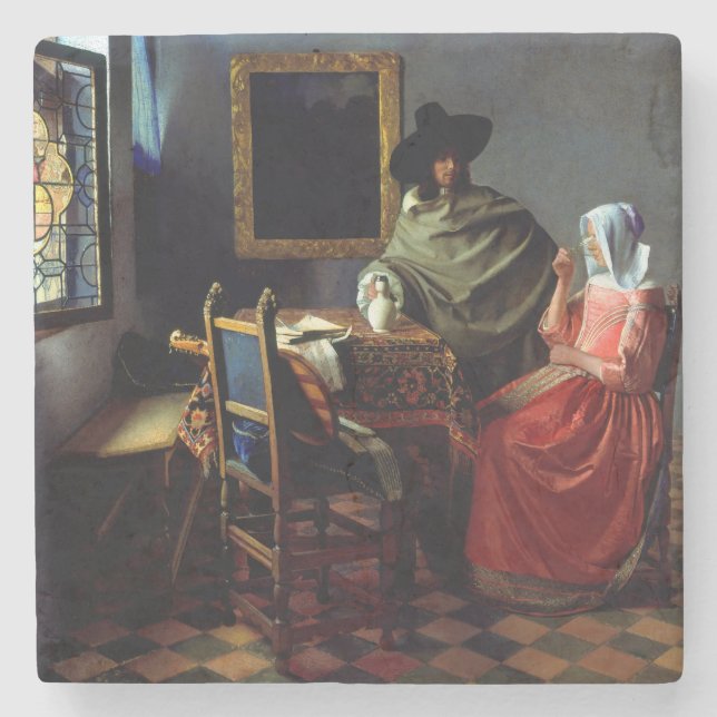 Posavasos De Piedra Johannes Vermeer - La tarjeta magnética del vidrio (Anverso)
