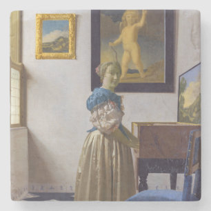 Posavasos De Piedra Johannes Vermeer - Lady de pie en un vírgen