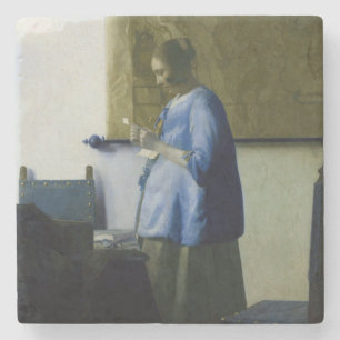 Posavasos De Piedra Johannes Vermeer - Mujer en azul leyendo una carta