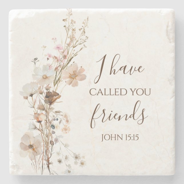 Posavasos De Piedra John 15:15 te he llamado amigos Bible Verse (Anverso)