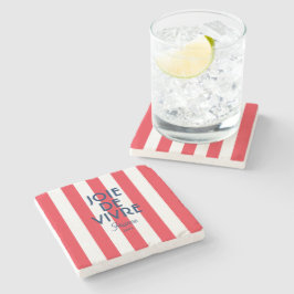 Posavasos De Piedra Joie De Vivre Francia Red Cabana Stripe Francés