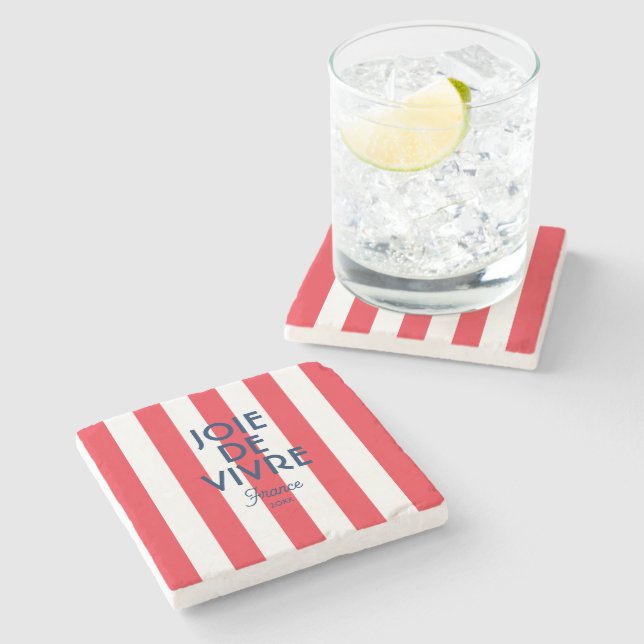 Posavasos De Piedra Joie De Vivre Francia Red Cabana Stripe Francés (Lateral)