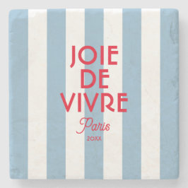 Posavasos De Piedra Joie De Vivre Paris Banda Francesa Azul