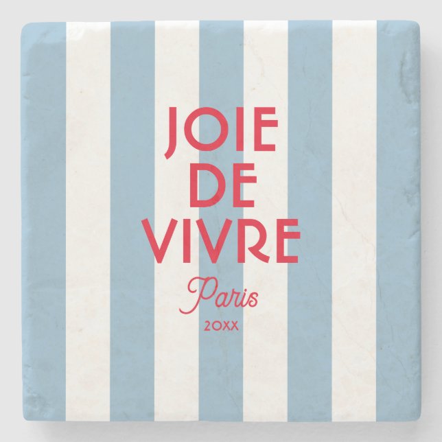 Posavasos De Piedra Joie De Vivre Paris Banda Francesa Azul (Anverso)