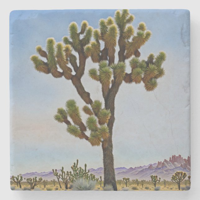 Posavasos De Piedra Joshua Tree Cactus Desert Art Coaster (Anverso)