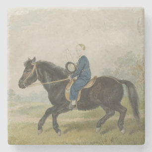 Posavasos De Piedra Joven muchacho montando un pony (por Penry William