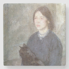 Posavasos De Piedra Joven sosteniendo un gato negro (de Gwen John)
