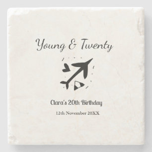 Posavasos De Piedra Joven y veinte aventura feliz cumpleaños agregar n