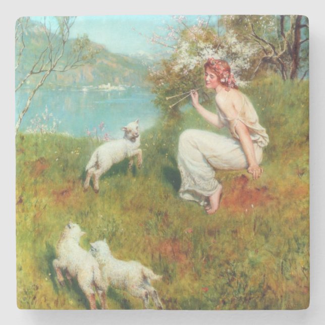 Posavasos De Piedra Joys of Spring (por John Collier) (Anverso)