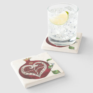 Posavasos De Piedra Judaica Pomegranate Heart Hanukkah Rosh Hashanah
