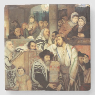 Posavasos De Piedra Judíos rezando en la sinagoga de Yom Kippur