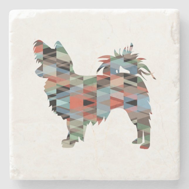 Posavasos De Piedra Juega la vieja silueta chihuahua (Anverso)