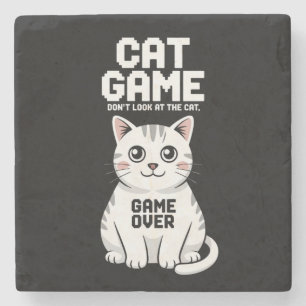 Posavasos De Piedra Juego De Gatos No Mires Al Gato Demasiado Divertid