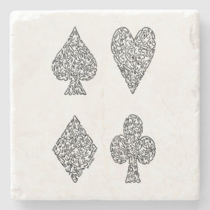 POSAVASOS DE PIEDRA JUEGOS DE LA TARJETA EN NEGRO