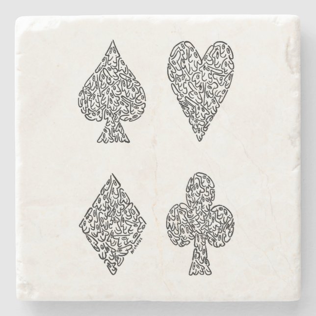 POSAVASOS DE PIEDRA JUEGOS DE LA TARJETA EN NEGRO (Anverso)