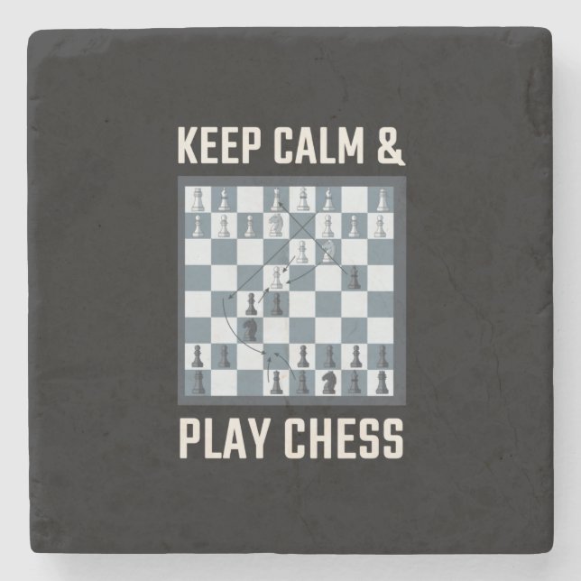 Posavasos De Piedra Jugador de ajedrez de tablero de ajedrez (Anverso)