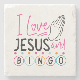 Posavasos De Piedra Jugador de Bingo Jesús Fe Católica Yo Amo a Jesús